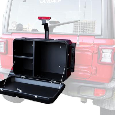 China 700X450X317mm 6063 Aluminum Spare Wheel Tail Gate Storage Box for Jeep Wrangler JL JK for sale