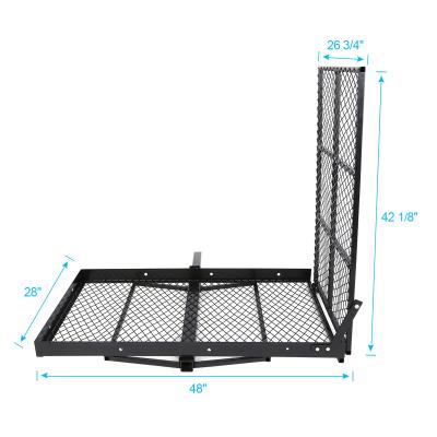 China Customized Logo Black Folding Hitch-mounted Basket-style Cargo Carrier for Heavy-duty for sale