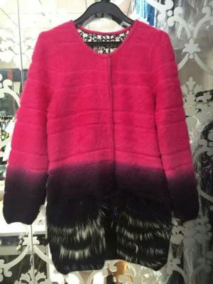 China Round neck sleeve length warm mink cashmere elegant & fashion ladies coat for sale