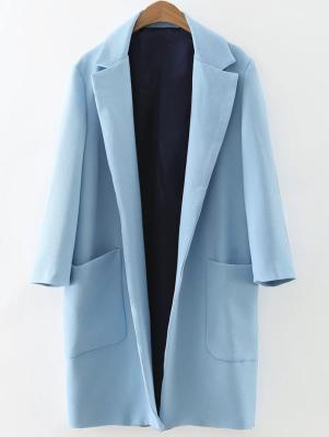 China fashion lapel collar long sleeve cotton+polyester  ladies coat for sale