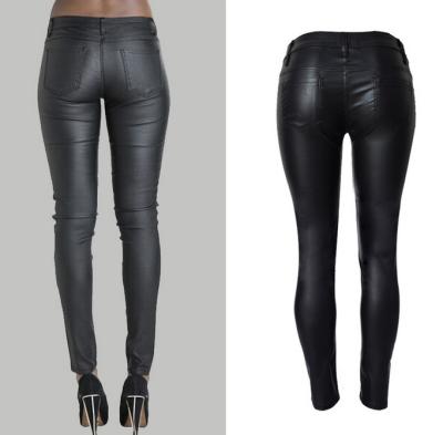 China fashion&casual  high waist pu leather long pencil pant trousers for women for sale