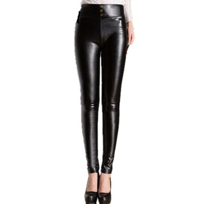 China fashion  high waist pu leather 3 design-choice black leggings leather women trousers for sale