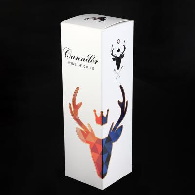 China caja de regalo de la botella de vino 250g Artpaper plegable solo Champagne Whisky Alcohol Packaging Box en venta