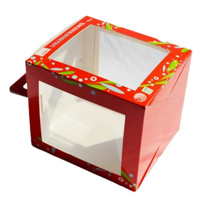 China Caja de ventana clara de la torta del ODM que empaqueta el PVC impreso de encargo plegable de Artpaper de la manija en venta