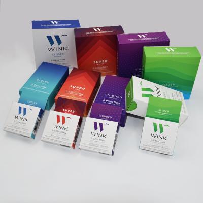 Chine Le paquet plat de 1 morceau doucement a stratifié la boîte de soins de santé de préservatif imprimée par couleur faite sur commande de luxe de boîte-cadeau à vendre