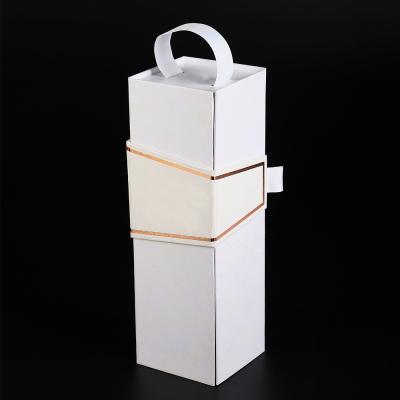 China Handle Wine Bottle gift box UV Luxury Packaging Flat Cardboard gin champagne packaging box for sale