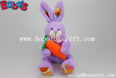 China Easter Plush Toy Purple Bunny Rabbit Animal Holding Orange Carrot for sale