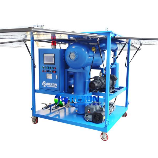 Quality Double-Stage Vacuum Dielectric Oil Filtration Machine with Gas Spring Support Rod Type Weather-proof for sale