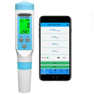 China 3 em 1 controle móvel esperto do App do verificador BLE-9902 da temperatura do EC do medidor de PH de Bluetooth à venda