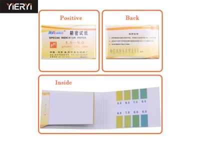 China Papel de indicador de pH del universal del pH 5.5-9.0, tiras del probador del pH para el hogar en venta