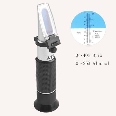 China 0~25% Alcohol Wort ATC Portable Refractometer For Wine Sugar Test for sale