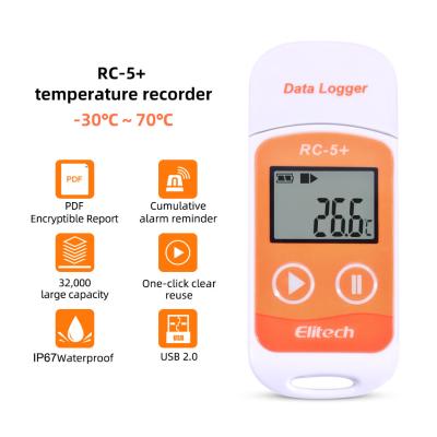 China Registador de dados da temperatura de USB Elitech RC-5+ da refrigeração à venda