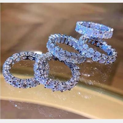 China Solid 925 Silver Religious Luxury Engagement Ring Full Eternity Diamond Wedding Ring for sale