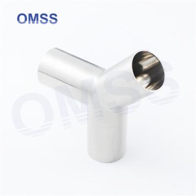 China Metric Sanitary Fittings 316l Food Grade Stainless Steel Pipe Fitting Y Type Tee Pipe Fitting for sale