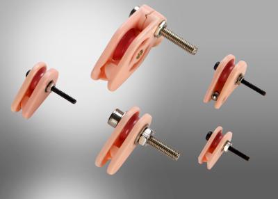 China Bearing Coil Winding Caged Ceramic Pulley , Pink / Red Coil Winding Tensioner Accessories for sale