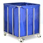 China Blue Hospital Mild Steel Laundry Trolley 850 X 650 X 850mm Stainless Steel for sale