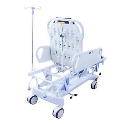 China Medical Folding Adjustable Ambulance Patient Transfer Emergency Bed Hospital Stretcher Trolley 560MM 30CM for sale