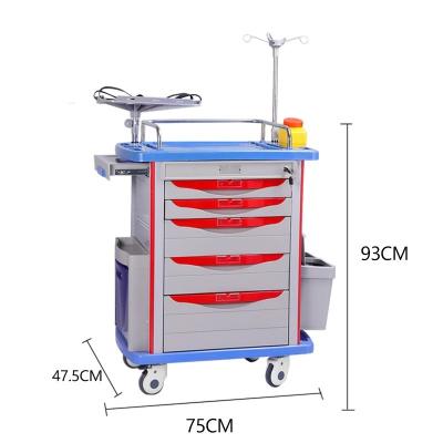 China 190CM Anesthesia Medical Supply Cart Trolley On Wheels ABS Plastic for sale