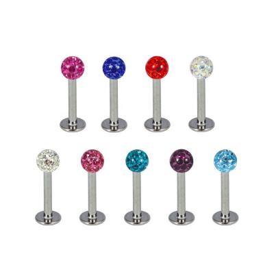 China Multiple Colors Vertical Labret Piercing Jewelry 16 Gauge Shiny Screw Balls for sale
