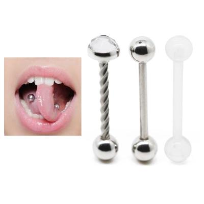 China Acrylic Material Screw Barbell 14G Surgical Steel Tongue Jewelry for sale