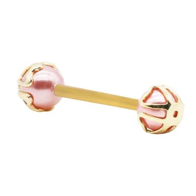 China Stainless Steel 316 Tongue Piercing Jewelry 6mm Gold Pink Color For Wedding for sale