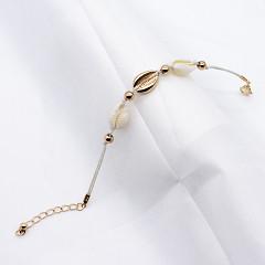 China Alloy Shell Crystal Bead Bracelet White Stone Charms Stainless Steel Bangle for sale