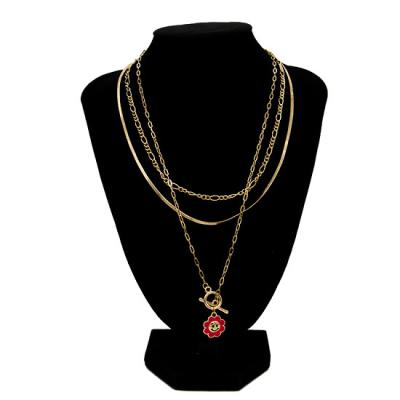 China Gold Fashion Barbie Diamond Castle Necklace Carnelian Pendant Necklace For Women for sale