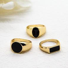 China Black Stone Diamond 925 Silver Gold Plated Ring Round Hoop 17mm For Girls en venta