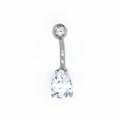 China Round Body Piercings Jewellery Tear Drop Crystal Belly Ring Double zircon 10mm for sale