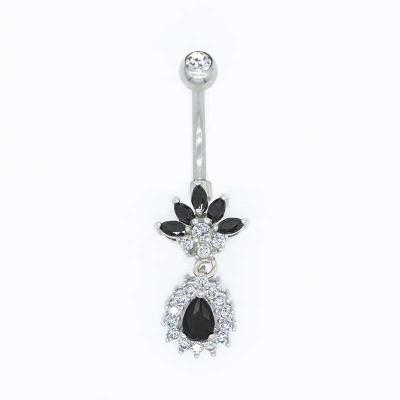 China Clear Zircons Body Piercings Jewellery 14G Diamond Belly Ring for sale