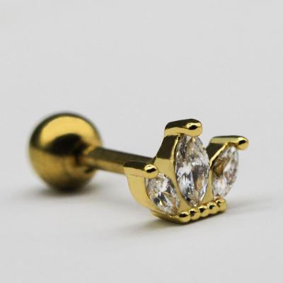 China Gold Color Plated Ear Piercing Jewellery 16 gauge Golden Moon for sale