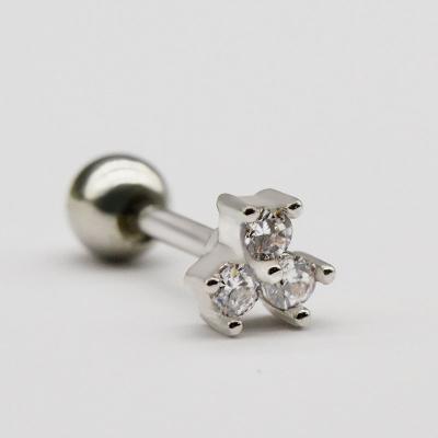 China ODM Flower Women'S Silver Stud Earrings Round Zircon Stone Helix Piercing Jewelry for sale