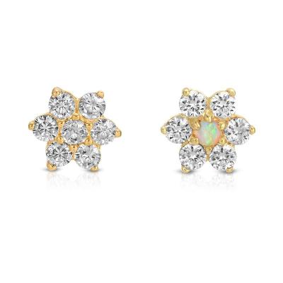 China Clear Gems ear cartilage earrings Gold Flower Ear Piercing Jewelery 18G for sale