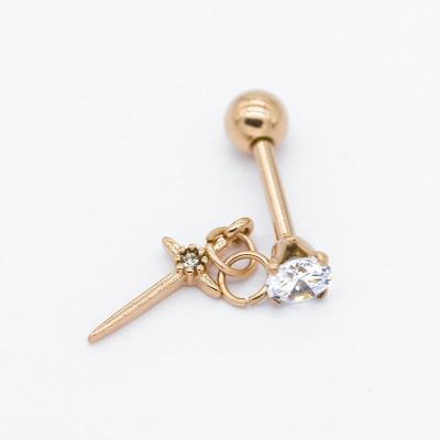 China Rose Gold Ear Piercing Jewellery 316 Stainless Steel Piercing Studs 16G 8mm for sale