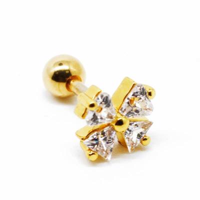 China 16G 8mm Ear Piercing Jewellery Gold Color 316 Stainless Steel for sale