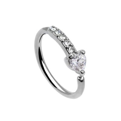 China Corazón alrededor del anillo de nariz indio de plata de las gemas de la CZ 316 8m m de acero inoxidables en venta