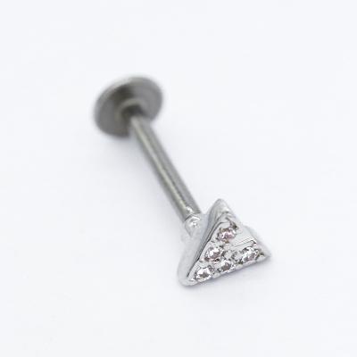 China V Shape Crystal Gems Labret Back Earrings Surgical Steel 8mm for sale