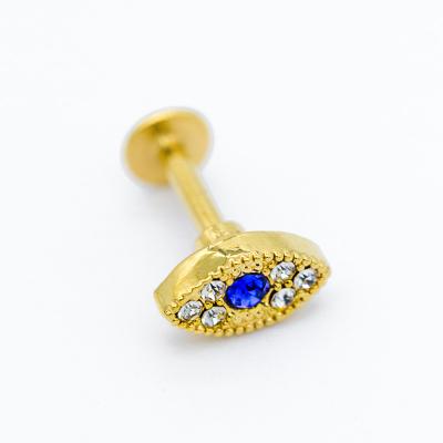 China Surgical Steel Vertical Labret Jewellery 8mm Gold Plated Labret Studs for sale