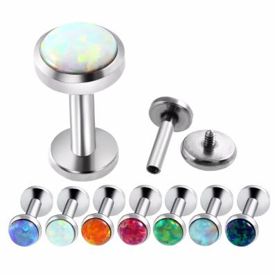 China 8mm 16G Internally Threaded Jewelry G23 Titanium Opal Labret Stud for sale