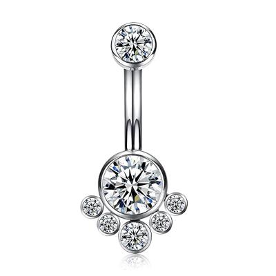 China 14G G23 Titanium Bottom Belly Button Piercing Shinny Clear Crystal Gems for sale