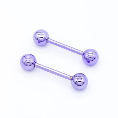 China Stainless Steel 316 Nipple Piercing Jewellry 15mm Purple Color Nipple Rings 14 Gauge for sale