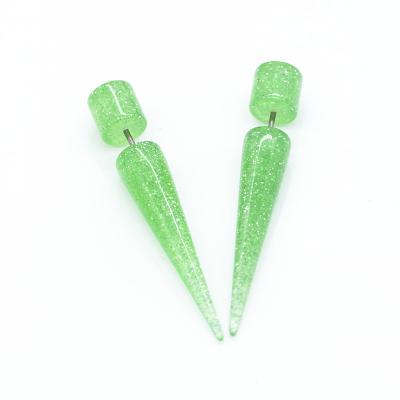 China 18G 6mm Green Spiral Ear Tapers Glitter Acrylic Tapers For Stretching for sale