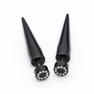 China Circle Clear Gems Black Spiral Ear Tapers 18G 1mm Acrylic Faux for sale