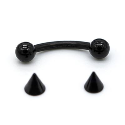 China Black Cone Fake Eyebrow Piercing Jewelry Externally Threaded 8mm for sale