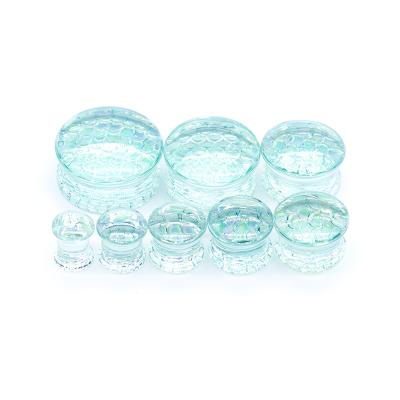China OEM Pyrex Glass Ear Plugs 13mm Stainless Steel Handmade Piercing Jewelry for sale