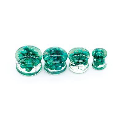 China Green Flower Inside Ear Tunnels And Plugs 6mm Acrylic Plugs For Stretching for sale
