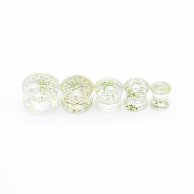 China Dried Flowers Inside Ear Tunnel Piercing Jewelry Acrylic Faux Opal 2G for sale
