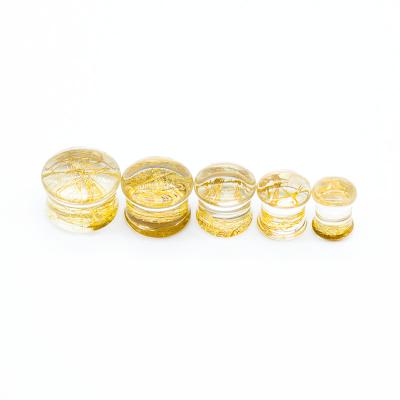 China 10mm plugs and tunnels Acrylic Ear Gauges Gold Strings Inside for sale