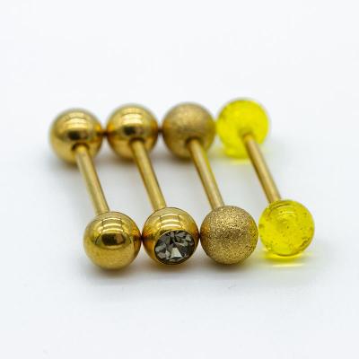 China Acrylic Beads 4pcs Per Set Tongue Ring Piercing Jewelry 16mm 14G Golden Moon for sale