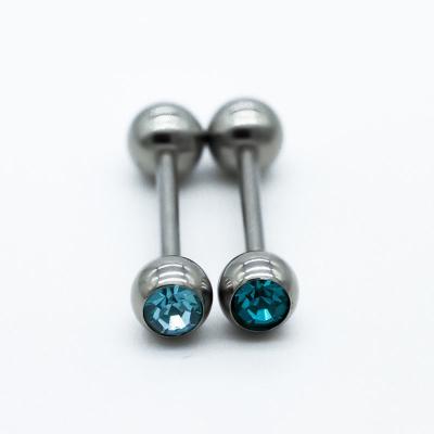 China 316 Stainless Steel Barbell Tongue Ring Piercing Jewelry 16mm 14G Golden Moon for sale